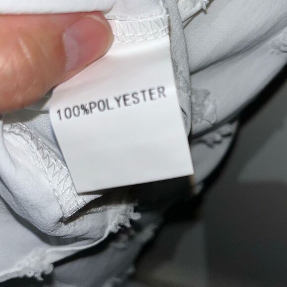 Fantaslook Women's White Swiss Dot V-Neck Flutter Short Sleeve Blouse Size Small - Picture 8 of 9